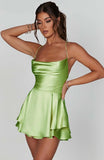 Fongt Summer New Sexy Slimming Bare Back Solid Color Sling Dress Short