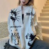 Different Print Big Pocket Knit Cardigan-Outfit