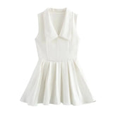 Fongt Folds Lead Short Dress 2025 Summer Temperament Sleeveless Vest Style A-Word Repair Miniskirt