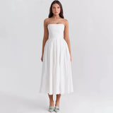 Tube Pleated Midi Dress-Outfit
