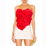 Sexy Small Vest 2025 Spring New Solid Color Three-Dimensional Flower Splicing Design