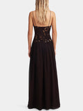 Fongt Women's Solid Color Splicing Lace Embroidery Dress Fashion Embroidery Women 8167