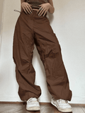 Drawstring Low Waist Baggy Cargo Pants-Outfit
