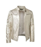 Fongt Business Gentleman Warm Zipper Open Shirt Pocket Decoration PU Leather Jacket Collar Collar Zipper Leather