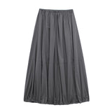 New Nylon Solid Color Pleated Casual Half Skirt 4391421-Outfit