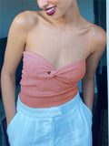 Knit Twisted Tube Top-Outfit