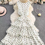 Fongt Luxury High-End Sleeveless Dress Women's Summer Harvest Waist Thin Luxury Temperament Chic Cake Skirt