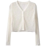 Fongt Knitted Cardigan Women's Summer Thin Air Conditioning Shirt Korean Version Of The Design Sense Of The Small Short Coat Top