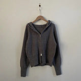 Double-headed Zipper Solid Color Hooded Cardigan-Outfit