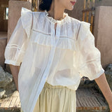 Fongt New Tian Silk Shirt Women's Shirt Sleeve Temperament Shenzhen South Oil Women's Top Dress Women's