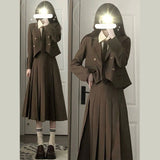 Fongt 2024 New Student Temperament, Blazer, Tie, Shirt, Pleated Skirt, Three-Piece Set-Outfit