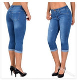 Fongt 2023 High-Waisted Simple Design Pocket Decoration Large-Size Roll-Over Denim Seven-Point