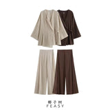 Fongt Women's 2025 Summer New Chinese Elegant Vintage V-Necked Pants Set