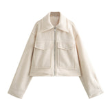 Fongt Spring And Autumn Women's Street Fashion Soft And Short Jacket Jacket Coat Soft Texture