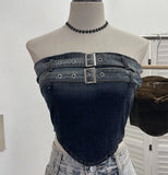 Sexy Babes Gradient Cowboy Sling Vest Irregular One-Pack Short Corset Summer