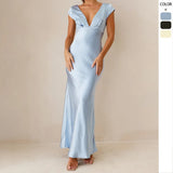Fongt Women's New Sexy Deep V Body-Dressed Temperament Dress Women's Long Skirt