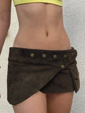 Fongt Cloth Forget The Wasteland West Skin Rivet One-Style Super Short Skirt Design Small Pocket Ass Skirt
