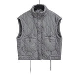 Fongt Autumn 2025 New Women's Gray Collar Sleeveless Cotton Vest Washer