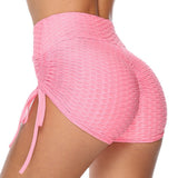 Hip Jacquard Bubble Shorts Bows Leisure Fitness Yoga Shorts-Outfit