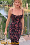 Retro midi dress sleeveless backless Spaghetti Straps beach long dress Vintage bohemian black red rose floral dress