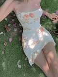 Backless Floral Mesh Mini Dress-Outfit