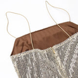 Sequin Mesh Long Dress-Outfit