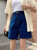 High Waist Straight Leg Denim Shorts-Outfit