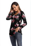Tops And Blouses O-neck Print Casual Long Sleeve Boho Clothing Women Plus Size Fashions Floral Blouse