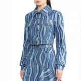 Fongt Street Short Jacket Spring 2024 New Lapel Word Button Wave Color Women's Denim Jacket-Outfit