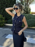Fongt Women's Clothing 2025 Spring/Summer Button Collar Sleeveless Vest Topess Female K52508