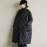 Winter New Arrivals Women's Cotton Coats Diamond Lattice Block Big Size Female Long Parkas Loose Lady Overcoats