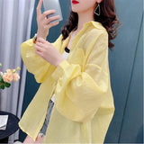 Fongt UV Protection Sun Protection Women Summer New Loose Beach Long Sleeves Open Shirt Breathable Shirt