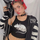 Fongt Design Summer New Mouse Print Vest 2024 Sexy Crop Small Vest Woman-Outfit