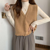 Fongt Vest Women's 2025 New Wear Early Spring Wooden Ear-Side Sweater Vest Stacked Shoulder Woman