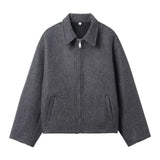 Fongt Women's Clothing Explosion Fashion Street Retro Style Simple Collar Hair Coat