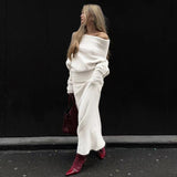 Fongt The Autumn Of 2025, The New Fashion Knitted Shoulder Collar Skirt Two-Piece Jacket
