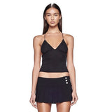 Fongt Women's Clothing Spring And Summer 2024 New Sexy Butterfly Lace Mesh Gauze Perspective Inside The Back With A Small Sling