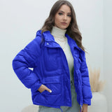 Station Down Cotton-Padded Jacket 2023 New Women's Winter Thickened Cotton-Padded Jacket Popular Style Bright Color Vertical Collar Cotton-Padded Jacket-Outfit