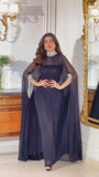 Fongt 2023 New Middle East Fashion Metal Sequin Shawl Long Slit Long Skirt-Outfit