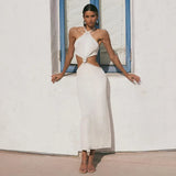 Vacation Outfits Knitted Halter Maxi