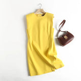 New Solid Color Sleeveless Dress In The Autumn Of 2023-Outfit