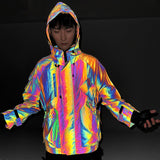 Multi-Pocket Function Style Dazzle Color Reflective Jacket Autumn And Winter Men's High-End Coat Warm Charge Suit Men's Clothing-Outfit