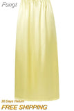 Women Half Slip Underskirt Summer Fall y2k Clothes Solid Color Elastic Waist Inner Lining Midi Skirt Long Underskirt for