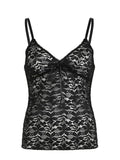 black lace camisole with V-neck and