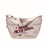 Embroidered Large Canvas Crossbody Bag-Outfit
