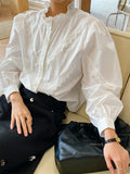 Fongt Early Spring Famous Style French White Shirt Women's Long-Sleeved Shirt Femininity Commuting Korean Women's