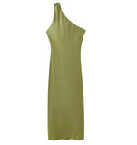 Fongt Women's Explosive Gradient Color Oblique Shoulder Dress