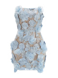 Fongt Holiday Style Dress 2025 Summer New Temperament Sexy Style Tective Yarn Flower Design Short