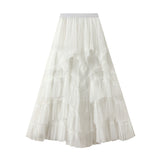 Fongt Half-Dress Summer 2025 New Irregular Mesh Dress With Thin High Waist Fluffy Cake Skirt D2507