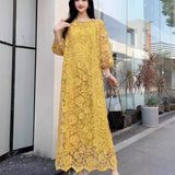 Fongt Lace Dress New French Retro Heavy Industry Hollow Hook Loose Thin Temperament Dress Dress